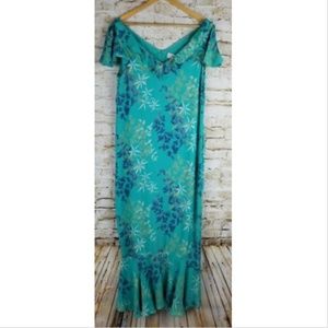 Doncaster Size 6 Blue Green Lined Silk Maxi Dress